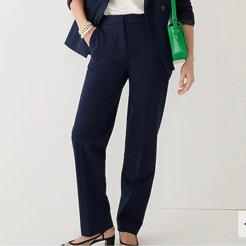 J. Crew Kate straight pant in bi-stretch cotton blend in navy